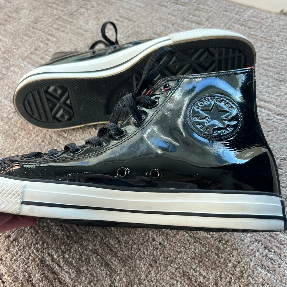 EUC Converse Chuck Taylor All Star Black Patent Leather High Top Men’s Size 10 - Picture 3 of 8